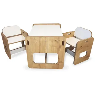 Malino Kindersitzgruppe aus Holz – Set aus 1 Tisch und 2 Stühle – Robuster Spieltisch für Kinder – Kindertisch perfekt für Kinderzimmer Kindermöbel Jungen & Mädchen ab 2 Jahren