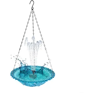 HOHOVYVY Solarbrunnen Für Draussen,Vogeltränke Solar,Solar Vogelbad Mit Springbrunnen Outdoor Wasserspiel Solarbetrieben Für Garten Terrasse Balkon(Blue)