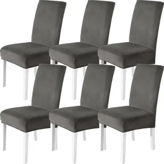 YSTYLE Sitzbezüge für Esszimmerstühle, Stuhlhussen für Esszimmer, 6 Stück, YHR, Grau