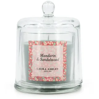 Laura Ashley Duftkerze mit Glasglocke | Mandarin & Sandalwood | Edle Kerze im Glas mit Deckel | 250g