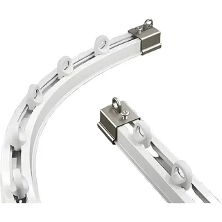 Generisch Decke Gebogene Vorhangschiene,Aluminium Vorhangschiene,mit Stummen Rollen Metall Haken 1m-5.0m für Fenster Dusch Vorhänge Raumteiler Schienenvorhangsystem(1.5m)