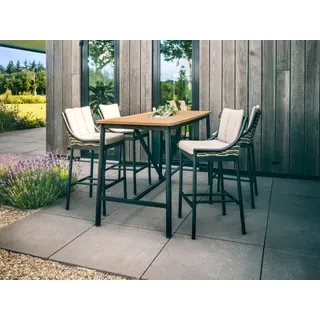 Apple Bee Milou Bar-Set Alu schwarz Tisch 150x78cm und 4 Barstühle mit Kissen