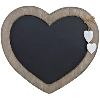 levandeo Memotafel Herz 30x27cm Memoboard Tafel Wandtafel aus Holz in weiß braun gewischt mit Herzen zum Hängen - Landhaus Vintage Shabby Kreide Kreidetafel Küchentafel