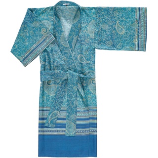 Bassetti Kimono Moumbay, Türkis, Textil, Ornament, Gr. L/Xl, unisex, Oeko-Tex® Standard 100, Badtextilien, Bademäntel