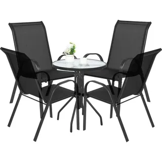 Runder Tisch ISLAND 60 cm + 4 Stühle SOFIA, schwarz - Bunt