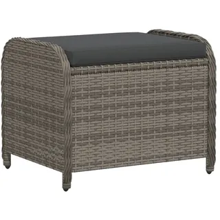 vidaXL Gartenhocker mit Kissen Grau 58x46x46 cm Poly Rattan