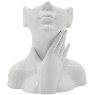 CDIYTOOL Keramik-Gesichtsvase, große Größe, weiße Blumenvase für Dekor, weibliche Form Kopf Halbkörper Büste Vasen Minimalismus Dekorative Moderne nordische Stil Blumenvase (C)