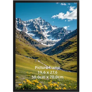 Ditwis Bilderrahmen 50x70 Schwarz, Aluminium Fotorahmen Groß für 70x50 cm Poster, Fotos und Kunstwerke, Metall Posterrahmen zum Aufhängen, Rahmen für Wohnungen, Büros und Galerien