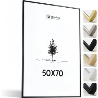 Heimlich® - Bilderrahmen - 50x70 cm, Aluminiummetall, Schwarz - Großer DIY-Collage-Rahmen mit Folienabdeckung - Nur zur Wandmontage