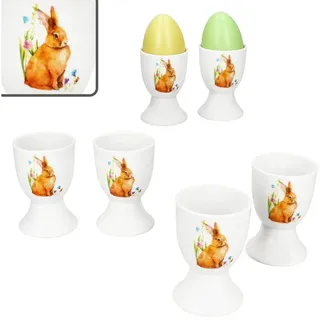 MamboCat Eierbecher 6x Osterfreude Eierbecher Porzellan für 6 Personen Frühstück Brunch bunt