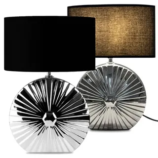Konsimo® Tischlampe, Silber, Schwarz, Keramik, Textil, 31x44x18 cm, Lampen & Leuchten, Innenbeleuchtung, Tischlampen, Tischlampen