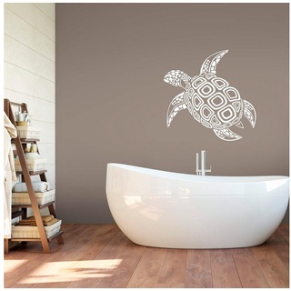 Wall-Art Wandtattoo Badezimmer Schildkröte, selbstklebend, entfernbar weiß