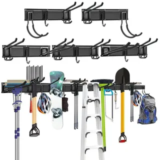 LuxusKollektion Wandregal Wandhalterung Garage Garten Werkzeug Organizer 5 Paneele 15 Haken, 1-tlg. schwarz 203 cm x 21 cm x 27 cm