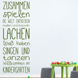 DESIGNSCAPE® Wandtattoo Willkommen im Kindergarten | Farbe: rot | Größe: klein (38 x 100 cm)