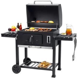 Tepro Holzkohlegrill Grillwagen Toronto XXL, BxTxH: 152x73x137 cm, mit 2 Grillrosten und Pizzastein Vorrichtung schwarz