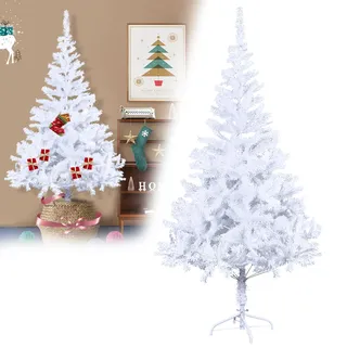 YRHome 210cm Künstlicher Weihnachtsbaum Tannenbaum Weiß PVC mit 750 Spitzen Christbaum mit ständer, Schnellaufbau Klappsystem, schwer entflammbar Weihnachtsdeko für Büro, Zuhause und Geschäfte