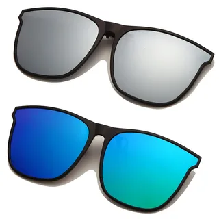 Long Keeper Polarisierte Sonnenbrille Clip für Brillenträger - Sonnenbrille Zum Aufstecken Polarisiert, Sonnenbrillen Aufsatz Brille Damen Herren - L