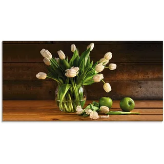 Glasbild ARTLAND "Tulpen in Glasvase" Bilder Gr. B/H: 60 cm x 30 cm, Blumen, 1 St., braun Glasbilder