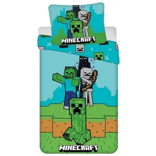 Minecraft Mobs Here Mehrfarbig 140 x 200 cm + 70 x 90 cm