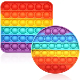 Fivejoy Greifling Fidget Toys Set,Rainbow Pop Bubble Fidget Sensorisches Spielzeug (Dickere Version, der Sound ist lauter und knackiger,Entlaste den Druck,Aufmerksamkeit ablenken PUP IT(2er Set), 2-tlg)