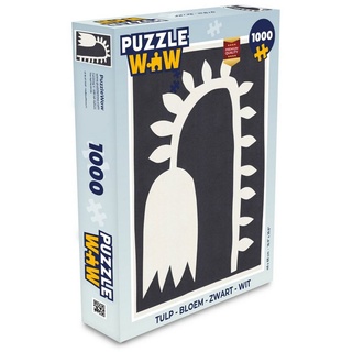 MuchoWow Puzzle Tulpe - Blume - Schwarz - Weiß, 1000 Puzzleteile, Foto-Puzzle, Bilderrätsel, Puzzlespiele, Klassisch bunt