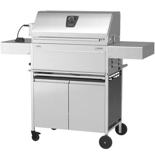 Schickling Holzkohlegrill "Walter XL - Pro" Grillwagen BBQ Holzkohlegrill aus rostfreiem Edelstahl mit doppelwandigem Deckel - Made in Germany, mit Drehspieß & Backburner, Grillfläche: 71 x 45 cm