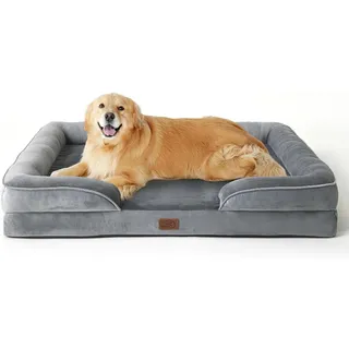 luxuskollektion Hundebett orthopädisch Kistenschaum L 122 x B 89 cm grau