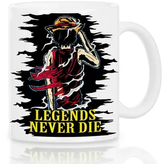 style3 Tasse, 1-tlg., Keramik, Luffy Kaffeebecher Tasse one piece ruffy strohhut piraten manga anime bunt|weiß