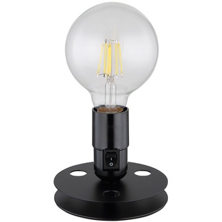 Tischlampe Vintage Nachttischlampe Industrial schwarz Tischlampenfuss ohne Schirm, Schalter an der Fassung, Metall, 1x E27, DxH 12x9 cm