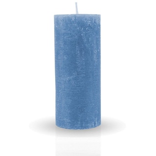 HS Candle Stumpenkerze Rustikale Antik Kerze (vers. Farben / Größen), Duftfreie Altarkerze - Dekokerze - lang Brenndauer - Retro blau