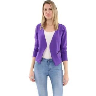 malito more than fashion Jackenblazer malito Damen Blazer ohne Kragen, Sakko im Basic Look, Kurzjacke mit Sweatblazer im Basic-Look lila XL