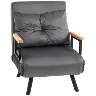HOMCOM Sessel 2-in-1 Schlafsessel Gästebett, verstellbare Kopfstütze Samtd-Optik (Relaxsessel, 1-St., Schlafsofa), mit Samtoptik, Dunkelgrau, 63 x 73 x 81 cm grau