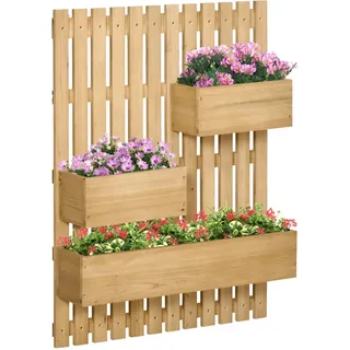 Outsunny Blumenkasten,, natur Holz, 16x80x60 cm