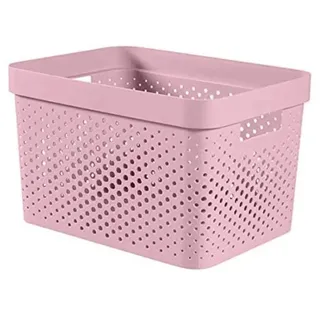 CURVER Aufbewahrungskorb Infinity 17 l, recycelt, Mehrzweck-Aufbewahrung, stapelbar und stapelbar – 35,5 x 26,2 x 21,9 cm – Rosa