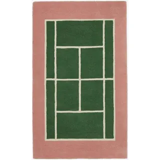OYOY Tennis Teppich, 88x150 cm, Green/Rose