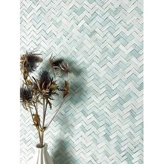 Newroom Vliestapete Calamus Blau Tapete Strukturtapete, Blau Tapete Boho Rattan - Flechtmuster Unitapete Hellblau Türkis Uni Modern Fischgrätenmuster Korbgefelcht für Büro Diele/Flur Schlafen, Flechtmuster blau