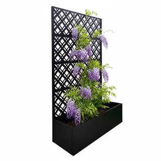 Relaxdays Pflanzkasten mit Spalierwand 180 x 110 x 40 cm Schwarz