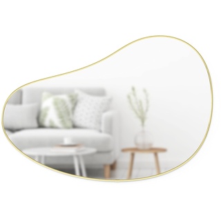 Umbra Hubba Pebble Wandspiegel - Organisch geformter Dekospiegel für Diele, Badezimmer, Wohnzimmer und Mehr, 61x91cm, Messing