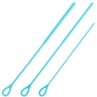 3 Stück Extra Lang Silikon Strohhalmbürsten, 3/6/9mm Wiederverwendbar Biegbar Strohhalm Reinigungsbürste mit Stahlkern und Rutschfestem Griff für Flaschen Becher Tuben (Blau)
