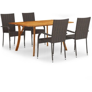NEU Sitzgruppe 5-teilige Garten Möbel Set mit Tisch & 4 Stühle - Essgruppe für 4 Personen,, Braun|8897