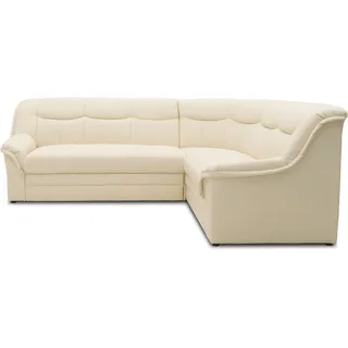 DOMO. collection Ecksofa Berlin, Zeitlose Leder-Eckcouch mit hochwertiger Federkern-Polsterung, Sofa in L-Form aus Kunstleder, 3 Sitzer Links, Couch 205 x 250 x 89 cm, beige (Creme)