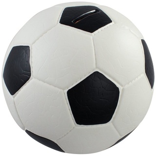 HMF Spardose 4790, Fußball in Lederoptik, 15 cm Durchmesser weiß