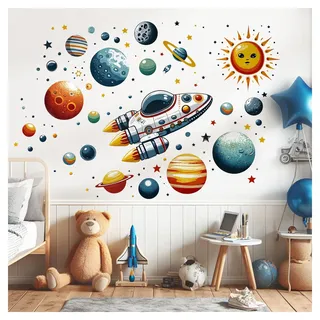Wandtattoo Weltall Raumschiff Little Deco XXL DL5042, Kinderzimmer Dekoration