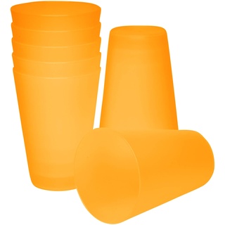 S&S-Shop Hartplastik Trinkbecher | 20 Stück | 400ml | Orange | Mehrwegbecher | Cocktailgläser | Camping | Kindergeschirr | JGA | Beerpongbecher | Stapelbecher | Partybecher | Kunststoffbecher