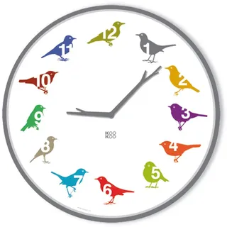 KOOKOO UltraFlat Color, Moderne Singvogeluhr mit 12 heimischen Vogelstimmen
