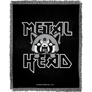 Northwest Gewebte Jacquard-Überwurfdecke, Motiv Aggretsuko, ca. 115 x 150 cm, Metal Head