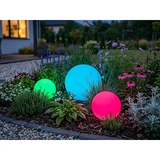 meine wunschleuchte Kugelleuchte Kunststoff Ø 20cm/30cm 3er Set Solar weiß