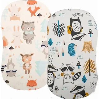 Bettlaken Spannbettlaken für Babybett 2 Pack,Matratzenschoner für Laufgitter, Moseskorb Stubenwagen Baby Spannbetttuch Bezug