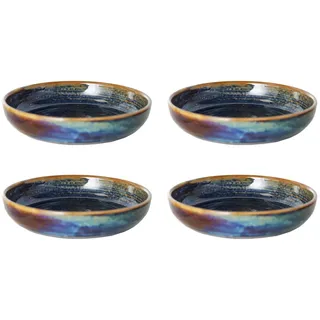 HKliving - Chef Ceramics tiefer Teller, Ø 21,5 cm, rustic blue (4er-Set)