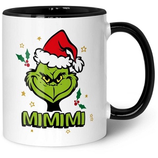 GRAVURZEILE Tasse mit Weihnachtsmotiv - Geschenke für Frauen & Männer zu Weihnachten, Spülmaschinenfest - Grinch MiMiMi - Schwarz und Weiß schwarz